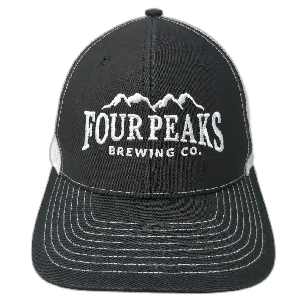 Richardson Trucker Hat Black White One Size Mesh Back Four Peaks Brewing Co